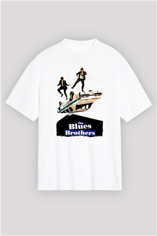 Blues Brothers Beyaz Oversize Tişört Oversize T-shirt