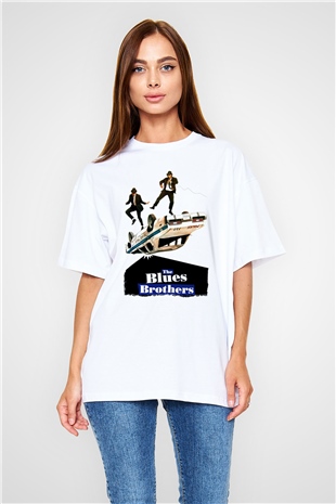 Blues Brothers Beyaz Oversize Tişört Oversize T-shirt