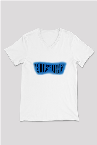 Blues Brothers Beyaz Unisex V Yaka Tişört T-Shirt