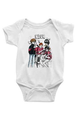 Blur Baskılı Beyaz Unisex Bebek Body - Zıbın