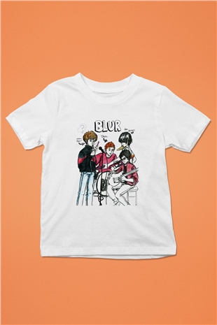 Blur Baskılı Beyaz Unisex Çocuk Tişört