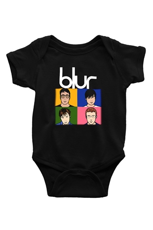 Blur Baskılı Siyah Bebek Body - Zıbın