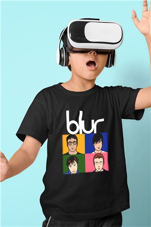 Blur Baskılı Siyah Unisex Çocuk Tişört