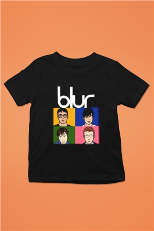 Blur Baskılı Siyah Unisex Çocuk Tişört