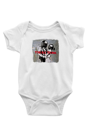 Blur Baskılı Unisex Beyaz Bebek Body - Zıbın