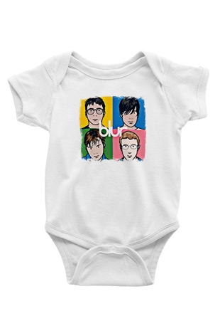 Blur Baskılı Unisex Beyaz Bebek Body - Zıbın