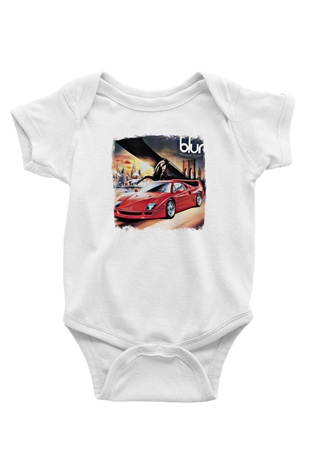 Blur Baskılı Unisex Beyaz Bebek Body - Zıbın