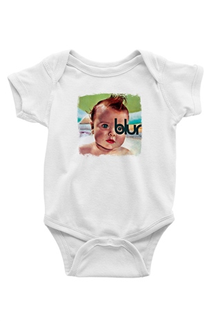Blur Baskılı Unisex Beyaz Bebek Body - Zıbın