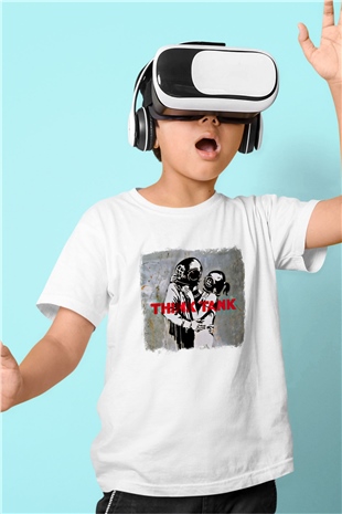 Blur Baskılı Unisex Beyaz Çocuk Tişört