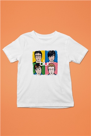 Blur Baskılı Unisex Beyaz Çocuk Tişört