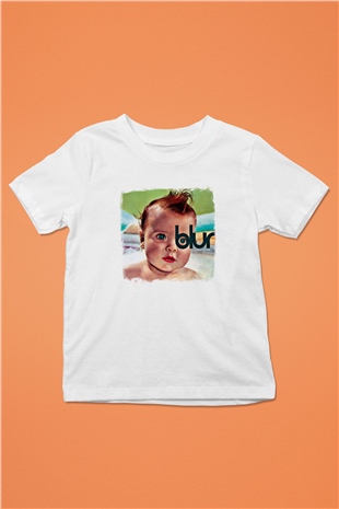 Blur Baskılı Unisex Beyaz Çocuk Tişört