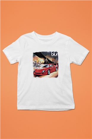 Blur Baskılı Unisex Beyaz Çocuk Tişört