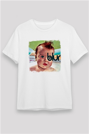 Blur Baskılı Unisex Beyaz Tişört