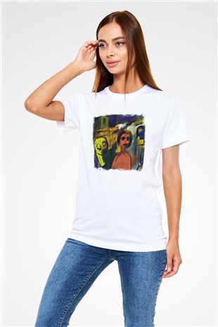 Blur Baskılı Unisex Beyaz Tişört