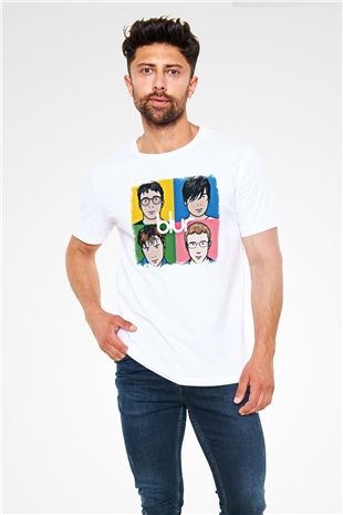 Blur Baskılı Unisex Beyaz Tişört