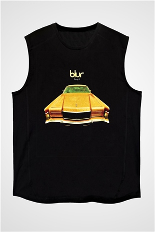 Blur Baskılı Unisex Siyah Kolsuz Tişört