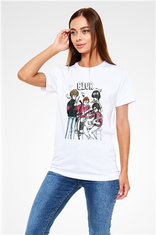 Blur Beyaz Unisex Tişört T-Shirt - TişörtFabrikası