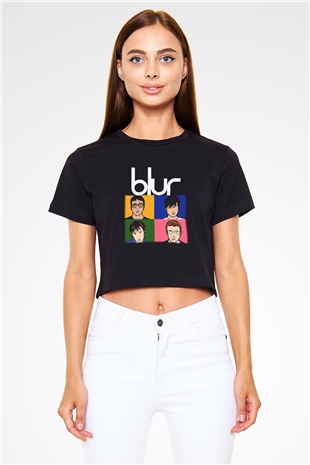 Blur Siyah Crop Top Tişört