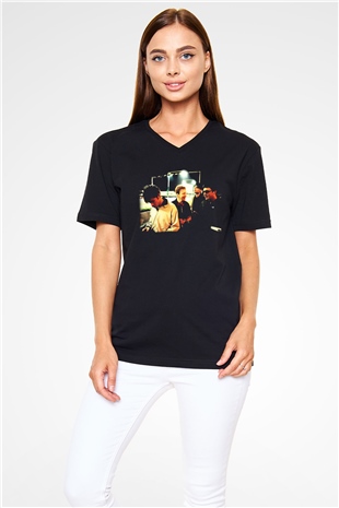 Blur Siyah Unisex V Yaka Tişört T-Shirt