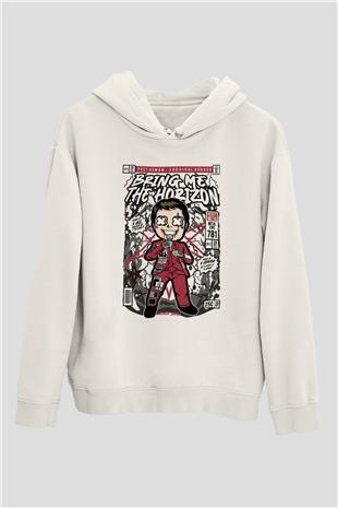BMTH Baskılı Unisex Beyaz Hoodie