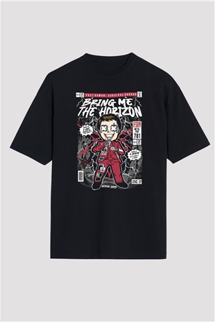 BMTH Baskılı Unisex Siyah Oversize Tişört