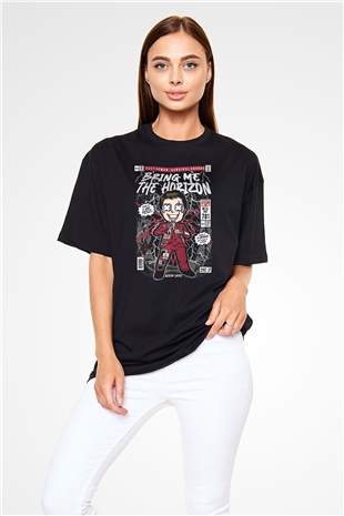 BMTH Baskılı Unisex Siyah Oversize Tişört