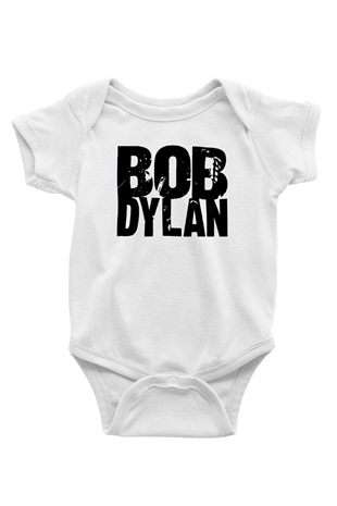 Bob Dylan Baskılı Beyaz Unisex Bebek Body - Zıbın