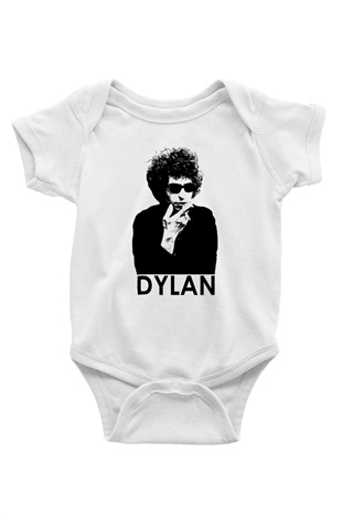 Bob Dylan Baskılı Beyaz Unisex Bebek Body - Zıbın