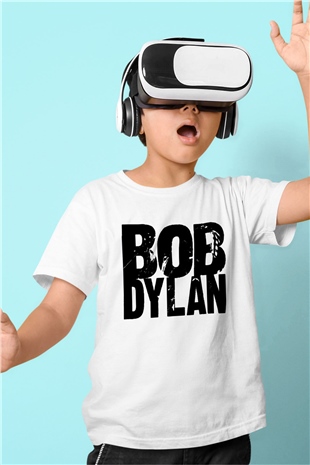 Bob Dylan Baskılı Beyaz Unisex Çocuk Tişört
