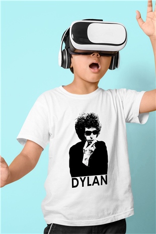 Bob Dylan Baskılı Beyaz Unisex Çocuk Tişört