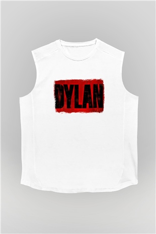 Bob Dylan Baskılı Unisex Beyaz Kolsuz Tişört