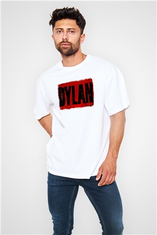 Bob Dylan Baskılı Unisex Beyaz Oversize Tişört