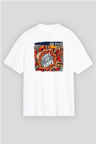 Bob Dylan Baskılı Unisex Beyaz Oversize Tişört