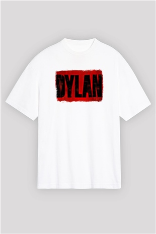 Bob Dylan Baskılı Unisex Beyaz Oversize Tişört