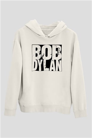 Bob Dylan Beyaz Unisex Kapşonlu Sweatshirt