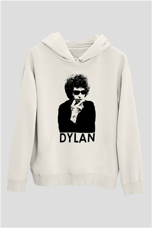 Bob Dylan Beyaz Unisex Kapşonlu Sweatshirt