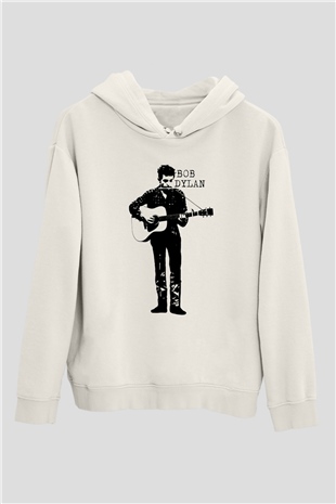 Bob Dylan Beyaz Unisex Kapüşonlu Sweatshirt