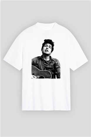 Bob Dylan Beyaz Unisex Oversize Tişört T-Shirt
