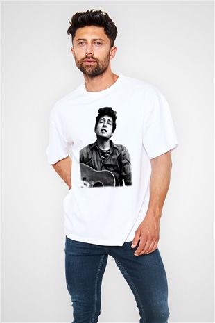 Bob Dylan Beyaz Unisex Oversize Tişört T-Shirt