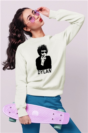 Bob Dylan Beyaz Unisex Sweatshirt