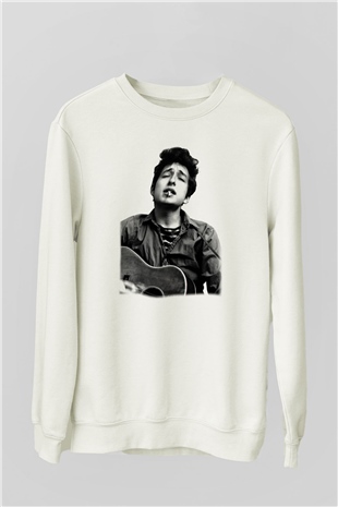 Bob Dylan Beyaz Unisex Sweatshirt