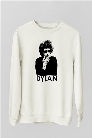 Bob Dylan Beyaz Unisex Sweatshirt