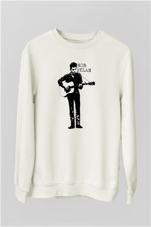 Bob Dylan Beyaz Unisex Sweatshirt