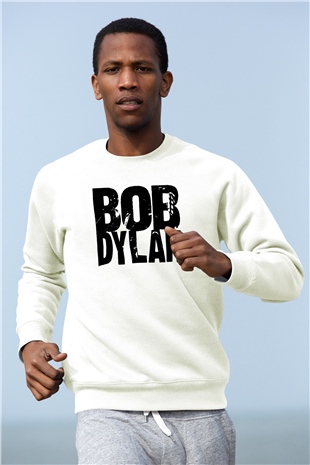 Bob Dylan Beyaz Unisex Sweatshirt