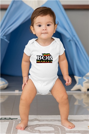 Bob Marley Baskılı Beyaz Unisex Bebek Body - Zıbın