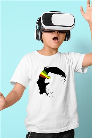 Bob Marley Baskılı Beyaz Unisex Çocuk Tişört