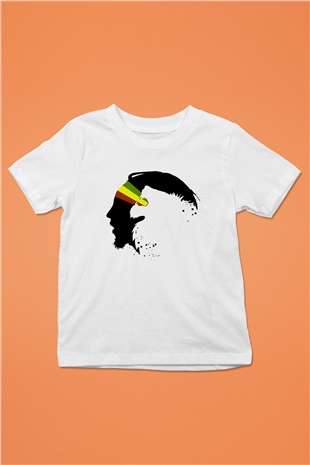Bob Marley Baskılı Beyaz Unisex Çocuk Tişört