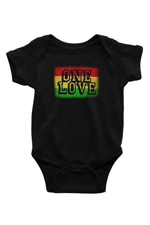 Bob Marley Baskılı Siyah Bebek Body - Zıbın