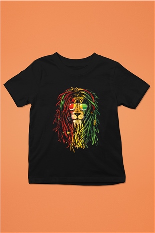 Bob Marley Baskılı Siyah Unisex Çocuk Tişört