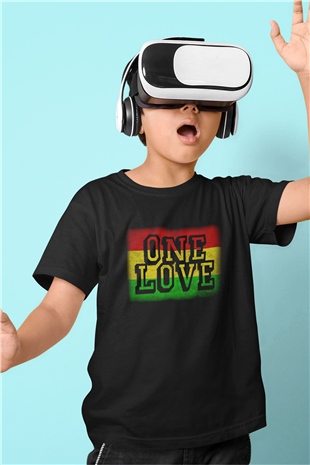 Bob Marley Baskılı Siyah Unisex Çocuk Tişört